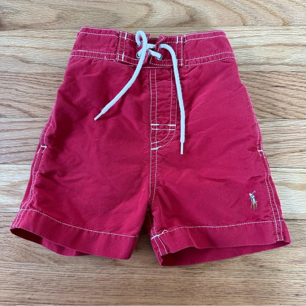 Polo Ralph Lauren Baby Boys Red Swim Trunks 9 months Pony Logo